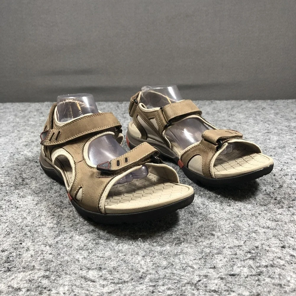 Clarks WaveWalk Sandals Mens 12 Tan Suede Adjustable Sport Water Friendly
